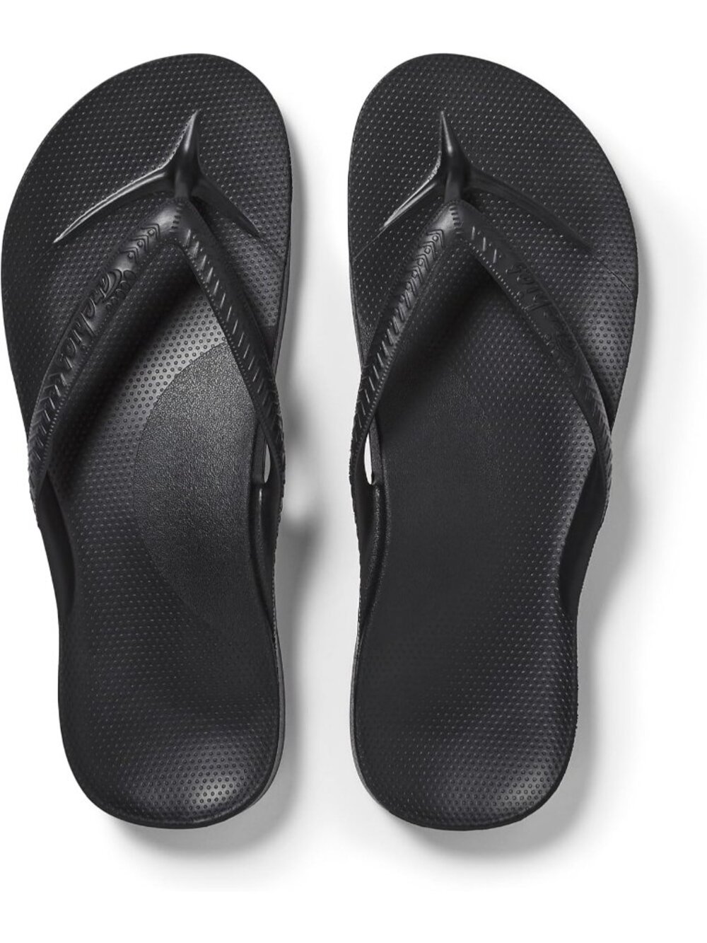Unisex Black Lightweight Cushioning Shock-Absorbing Thong Flip Flop Sandals